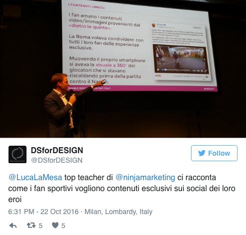 Luca La Mesa al Mashable Social Media Day - contenuti social per sportivi